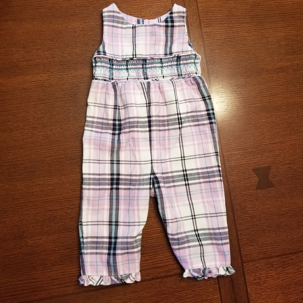 Hartstrings Plaid Flannel Romper 6-9 Months